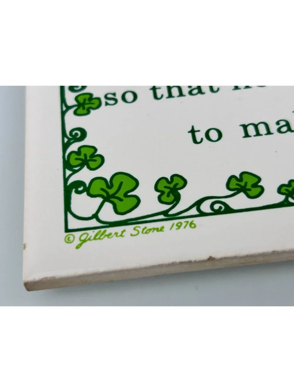 Vintage Gilbert Stone Irish Diplomacy Humor Quote Wall Tile Art Leprechaun READ